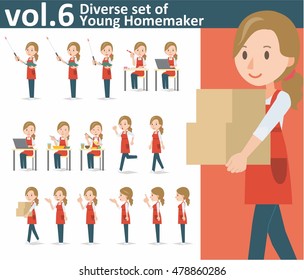 Diverse set of yong homemaker on white background , EPS10 vector format 