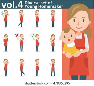 Diverse set of yong homemaker on white background , EPS10 vector format vol.4