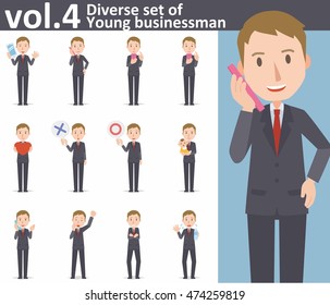 Diverse set of young businessman on white background , EPS10 vector format vol.4