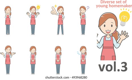 Diverse Set Of Young Homemaker , EPS10 Vector Format Vol.3