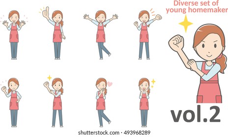 Diverse set of young homemaker , EPS10 vector format vol.2