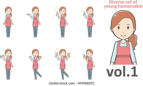 Diverse Set Of Young Homemaker , EPS10 Vector Format Vol.1