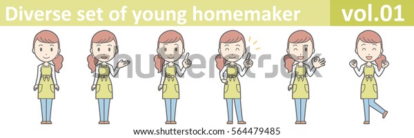 Diverse Set Young Homemaker Eps10 Vector Stock Vector (Royalty Free ...