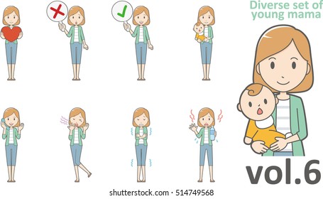 Diverse set of young mama , EPS10 vector format vol.6