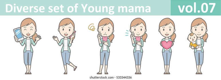 Diverse Set Of Young Mama , EPS10 Vector Format Vol.07