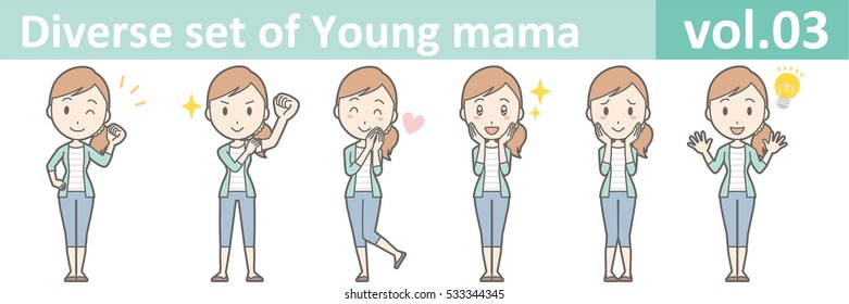 Diverse Set Of Young Mama , EPS10 Vector Format Vol.03