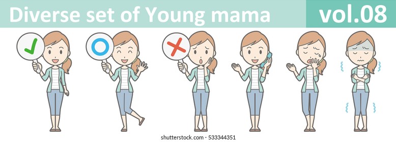Diverse set of young mama , EPS10 vector format vol.08
