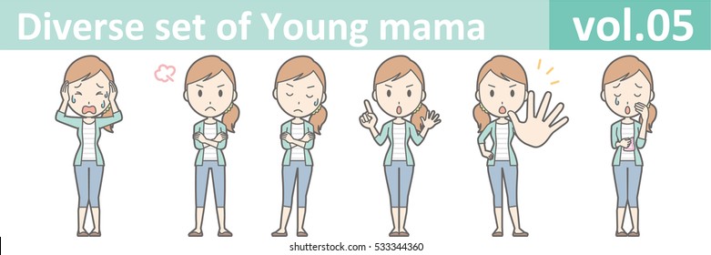 Diverse set of young mama , EPS10 vector format vol.05