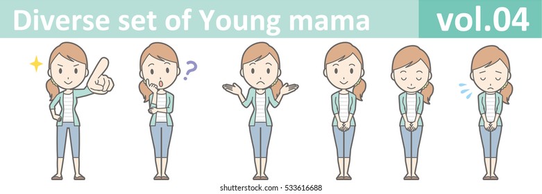 Diverse set of young mama , EPS10 vector format vol.04