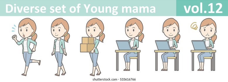 Diverse set of young mama , EPS10 vector format vol.12