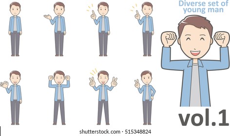Diverse set of young man , EPS10 vector format vol.1