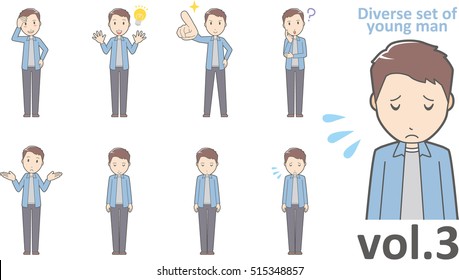 Diverse set of young man , EPS10 vector format vol.3