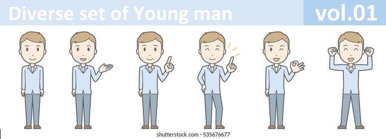 Diverse set of young man , EPS10 vector format vol.01
