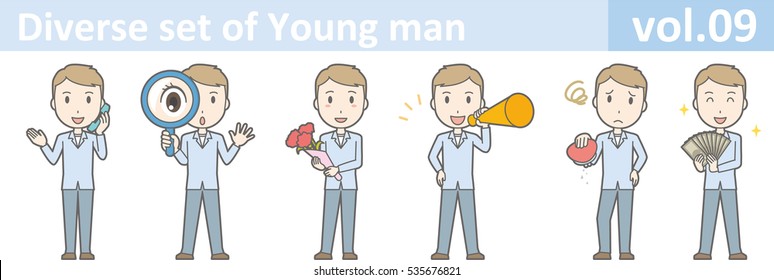 Diverse set of young man , EPS10 vector format vol.09