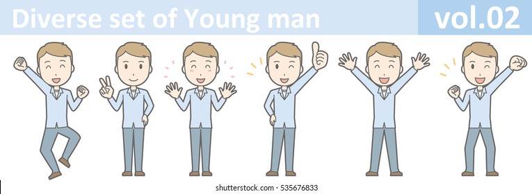 Diverse set of young man , EPS10 vector format vol.02