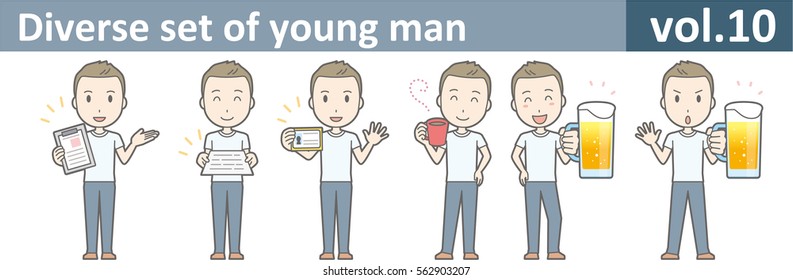 Diverse set of young man, EPS10 vol.10