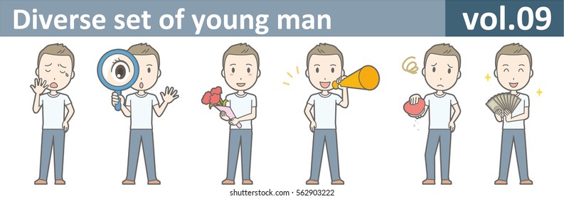 Diverse set of young man, EPS10 vol.09