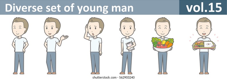 Diverse set of young man, EPS10 vol.15