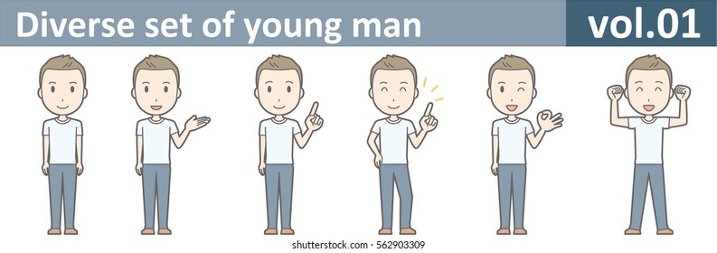Diverse set of young man, EPS10 vol.01