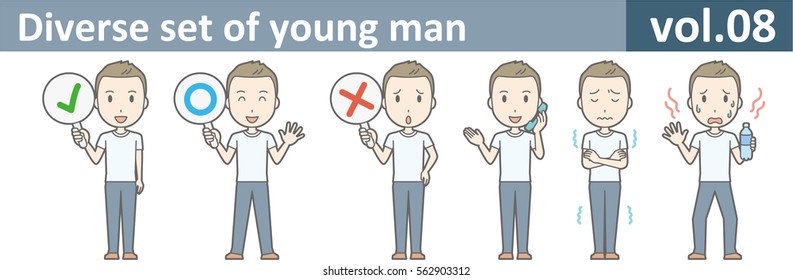 Diverse set of young man, EPS10 vol.08
