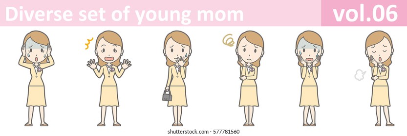 Diverse set of young mom, EPS10 vol.06 (Illustration of a young woman in a yellow suit)