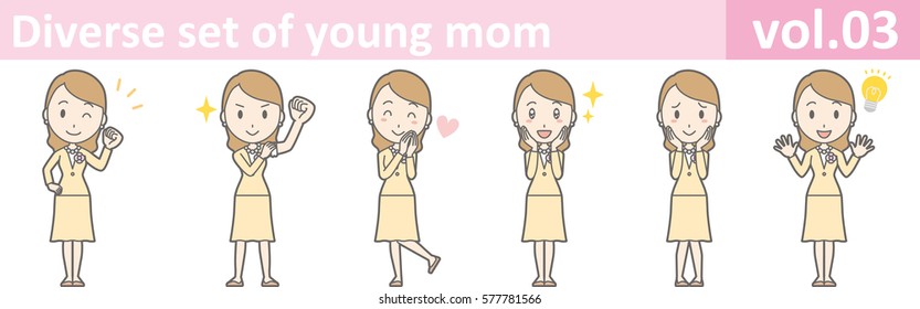 Diverse set of young mom, EPS10 vol.03 (Illustration of a young woman in a yellow suit)