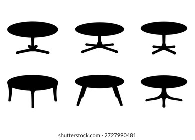 Silueta diversa de diseños de mesa de centro . Aislado sobre fondo transparente