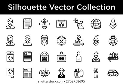 Diverse Silhouette Vektorsymbol-Kollektion
