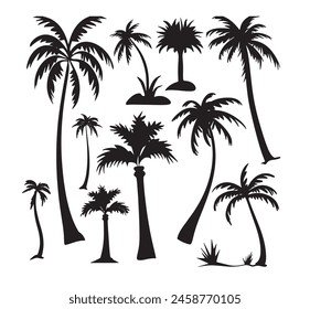 Diverse Silhouetted Palm Trees Set