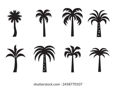 Conjunto de palmeras de silueta diversa