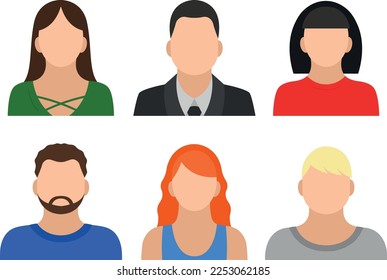 Diverse social media people avatars set, vector illustration