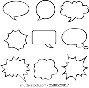Diverse Speech Bubble Shapes Vector Set