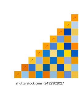 Diverse Treppe in leuchtenden Blau- und Orangetönen: Aufstieg in neue Höhen