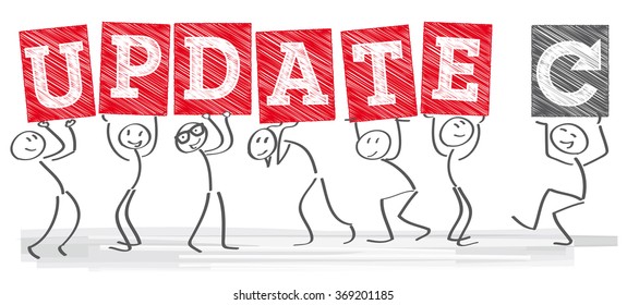 Diverse Stick figures Holding The Word Update