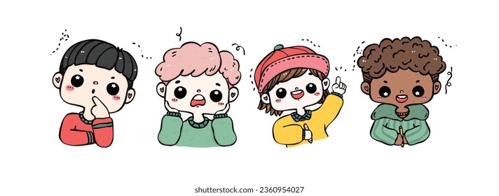 Diverse students expressing various emotions. This vibrant back-to-school image captures the joy and enthusiasm of young learners. Perfect for educational and creative projects.