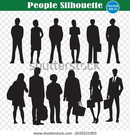 Diverse team of business people vector illustration. Professional people silhouette. Eps 10