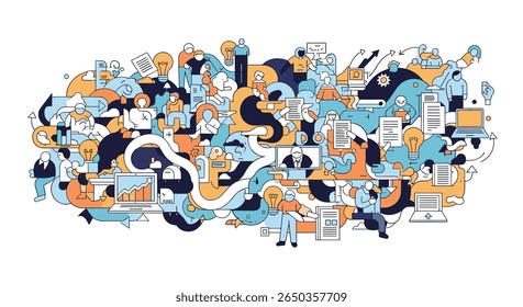 Diverse team collaborating effectively on digital projects with data