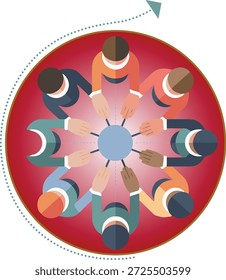 Illustration des Konzepts "Diverse Team Collaboration and Unity Circle"