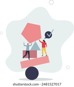 Diverse team as different geometrical shapes puzzle .flat illustration.