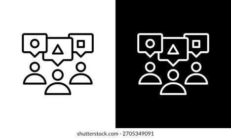 Diverse Team White Icon Set Design
