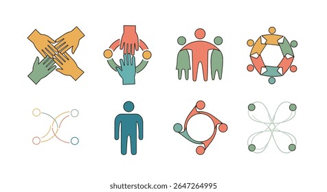 Diversa asociación de trabajo en equipo que simboliza la unión, la conexión y las redes sociales