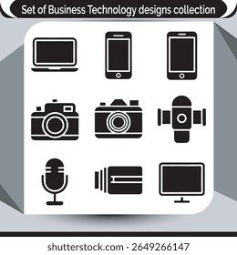 Diverse Technology Icon Set for Modern Business and Communication Graphic Design