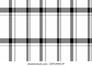 Diverse texture plaid textile, cool tartan background check. Latin fabric pattern seamless vector in white and black colors palette.