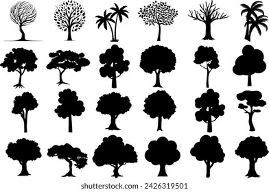 Diverse tree Silhouette collection, plant  silhouette svg