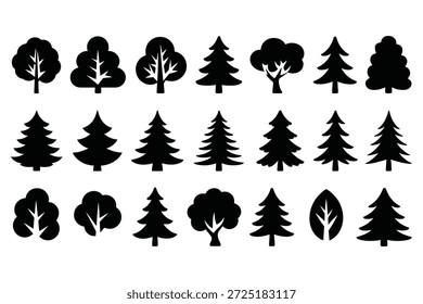 Diverse Tree Silhouettes Collection evergreen deciduous