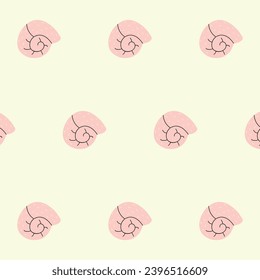 Diverso patrón de conchas marinas tropicales sin costura. Diseño de fondo marino de verano. Concepto de viajes de vacaciones. Ilustración de fondo de dibujos animados planos de la colección de caracoles oceánicos.