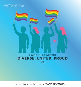 Diverse United and Proud Happy Pride Month Design