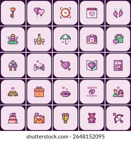 Diverse valentine's day icon collection with symbolic love expressions designs