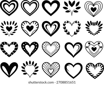 Diversa colección de Vector de Formas y diseños decorativos del corazón