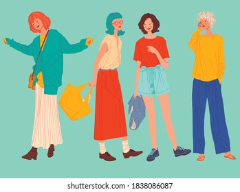 Diverse women faces, women different style, vector illustration